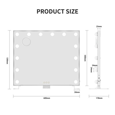 Yohood LED Makeup Mirror with 14 Dimmable Bulb - 6