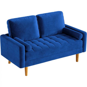 Yohood Velvet Rolled Arm Upholstered 2-Seater Loveseat Blue