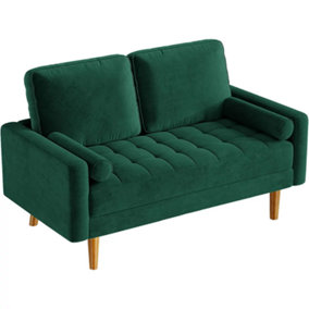 Yohood Velvet Rolled Arm Upholstered 2-Seater Loveseat Green