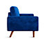 Yohood Velvet Rolled Arm Upholstered 3-Seater Loveseat Blue