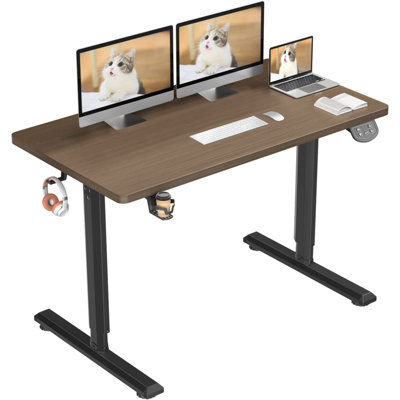 Yohood Walnut Electric Standing Desk,Adjustable Height 