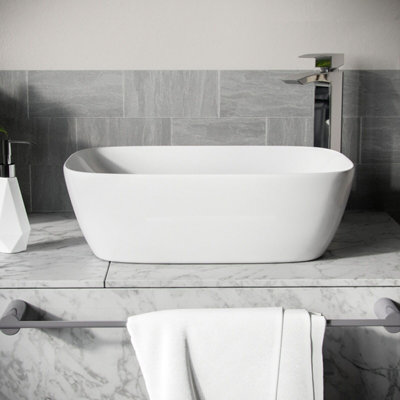 Yohood White Ceramic Oval Vessel Bathroom Sink - 7