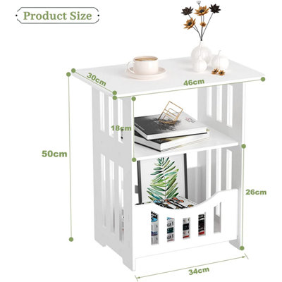 Yohood White Nightstand with Station End Table - Square 45 x 50 x 30cm