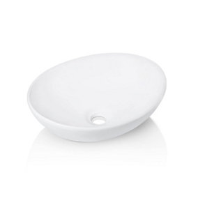 Yohood White Oval Bowl Sink,Egg Shape 16" x 13"