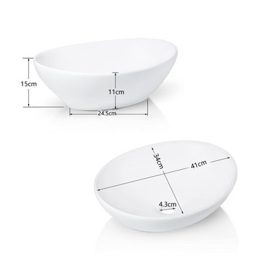 Yohood White Oval Bowl Sink - 4