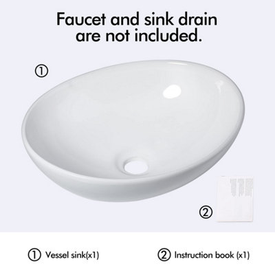 Yohood White Oval Bowl Sink - 6