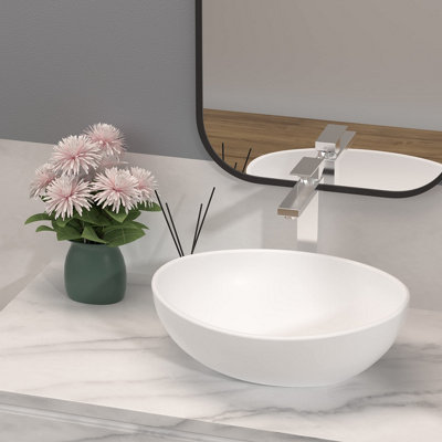Yohood White Oval Bowl Sink - 7