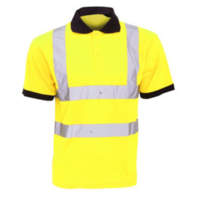 Yoko Hi-Vis Short Sleeve Polo Shirt / Mens Workwear (Pack of 2) Hi-Vis Yellow (4XL)
