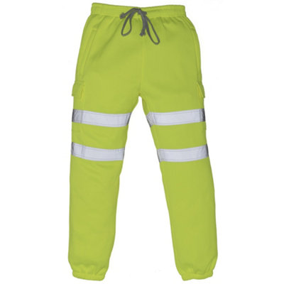 Yoko Mens Hi Visibility Reflective Work Jogging Bottoms Yellow (XL