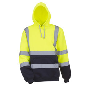 Yoko Mens High Visibility Pull-Over Hoodie (Pack of 2) Yellow/Navy (2XL)
