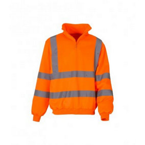Yoko Unisex Zip Neck Hi-Vis Sweatshirt Orange (3XL)