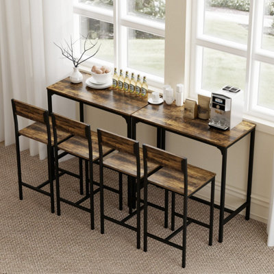 Yora Keno 3-Piece Industrial Bar Table and 2 Stools - Rustic Brown and Black