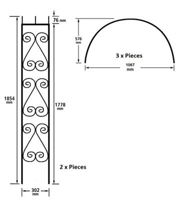 YORC Modern Metal Rose Arch Arbour 1067mm Wide x 2134mm High YRA42 - 3