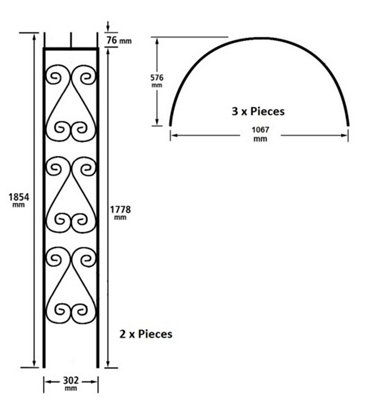 YORC Modern Metal Rose Arch Arbour 1067mm Wide x 2134mm High YRA42