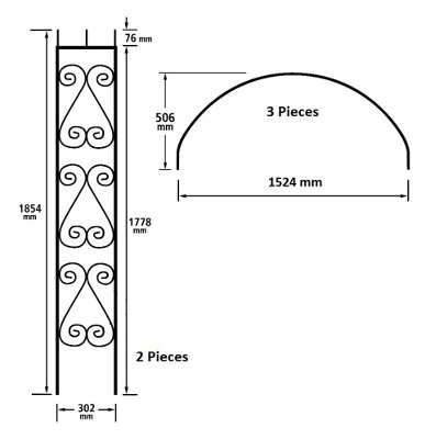 YORC Modern Metal Rose Arch Arbour 1524mm Wide x 2032mm High YRA60 - 3