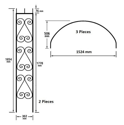 YORC Modern Metal Rose Arch Arbour 1524mm Wide x 2032mm High YRA60
