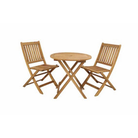 York 2 Seater Armless Chair Round Folding Bistro Set - Timber - L50 x W59 x H89 cm