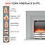York Fireplace Suite Grey - 2 heat settings & adjustable thermostat