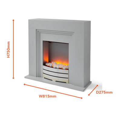 York Fireplace Suite Grey - 2 heat settings & adjustable thermostat - 8