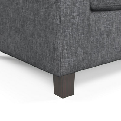 York Grey Turin Fabric Boxed Arm Sofa Suite 3 + 2 Sofas