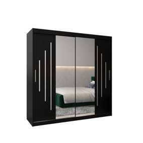 York I Mirrored Sliding Door Wardrobe in Black 2000mm (H)2000mm (W) 620mm (D) - Stylish and Spacious Storage Solution
