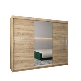 York I Mirrored Sliding Door Wardrobe in Oak Sonoma 2500mm (W)2000mm (H)2500mm (D)620mm - Smart and Stylish Storage Solution