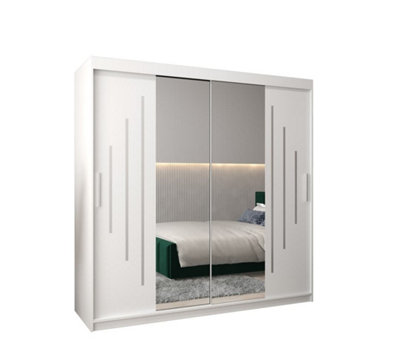 York I Mirrored Sliding Door Wardrobe in  White 2000mm (H)2000mm (W) 620mm (D) - Stylish and Spacious Storage Solution