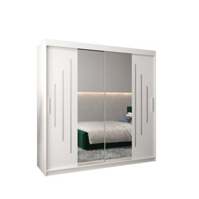 York I Mirrored Sliding Door Wardrobe in  White 2000mm (H)2000mm (W) 620mm (D) - Stylish and Spacious Storage Solution