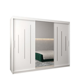 York I Mirrored Sliding Door Wardrobe in White 2500mm (W)2000mm (H)2500mm (D)620mm - Smart and Stylish Storage Solution