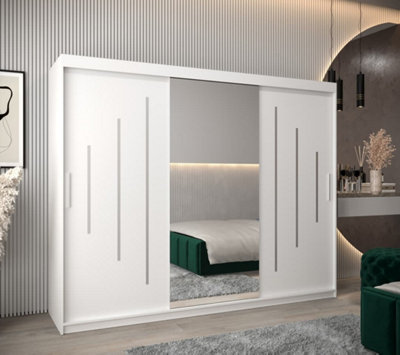 York I Mirrored Sliding Door Wardrobe in White 2500mm (W)2000mm (H)2500mm (D)620mm - Smart and Stylish Storage Solution
