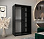 York I Mirrored Sliding Door Wardrobe with Shelves and Hanging Rails in Black (H)2000mm (W)1200mm (D)620mm