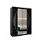 York I Mirrored Sliding Door Wardrobe with Shelves and Hanging Rails in Black (H)2000mm (W)1500mm (D)620mm