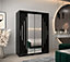 York I Mirrored Sliding Door Wardrobe with Shelves and Hanging Rails in Black (H)2000mm (W)1500mm (D)620mm