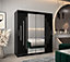 York I Mirrored Sliding Door Wardrobe with Shelves and Hanging Rails in Black (H)2000mm (W)1800mm (D)620mm