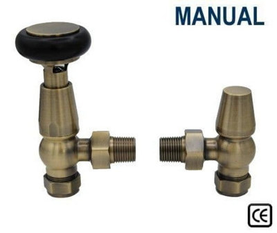 York Manual Radiator Valves - Antique Brass | DIY At B&Q