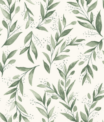 York Premium PSW1001RL Olive Branch Peel & Stick Wallpaper, Olive Grove