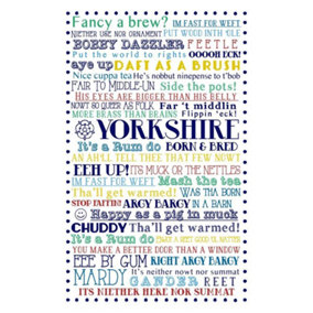 Yorkshire Born & Bred Classic Print 100% Cotton Tea Towel