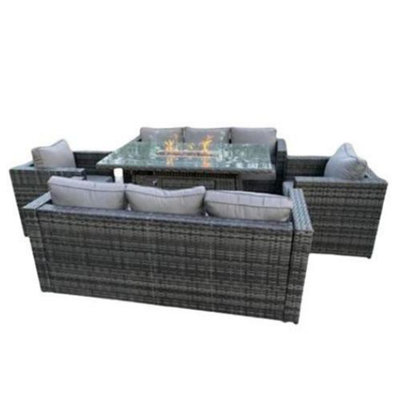 Yorkshire Rattan Garden Furniture Set 8 Seater with Fire Pit - 3