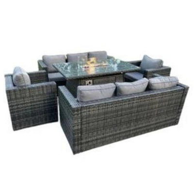 Yorkshire Rattan Garden Furniture Set 8 Seater with Fire Pit - 4