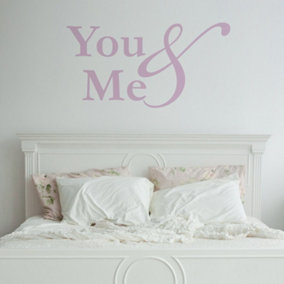 You and Me Wall Sticker Quote in Colour Pink