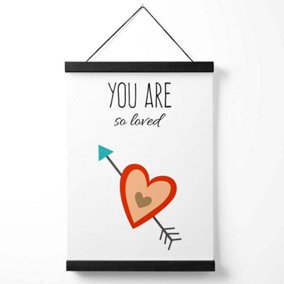 You are So Loved Orange Tribal Quote Medium Poster with Black Hanger
