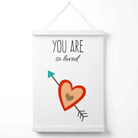 You are So Loved Orange Tribal Quote Poster with Hanger / 33cm / White
