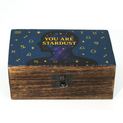 You Are Stardust Enamelled Mango Wood Box - Cosmic Keepsake Storage
