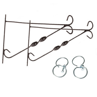 You Garden - Pair of 12'' Brackets For Hanging Baskets with Swivel Hooks Brackets for Hanging Baskets with Hooks Supplied as a set
