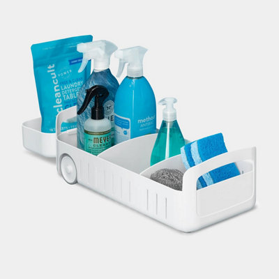 YouCopia 8" White Under Sink Rolling Bathroom Caddy Bin