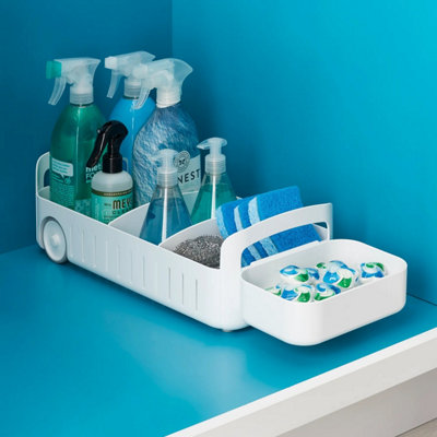 YouCopia 8" White Under Sink Rolling Bathroom Caddy Bin - 3