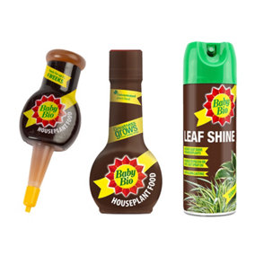 YouGarden Houseplant Care Kit - Baby Bio Leaf Shine, Feed, Drip Feeder, All-In-One Plant Care Solution