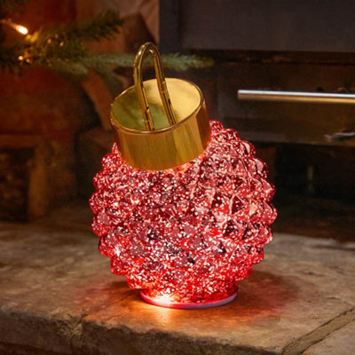 YouGarden InLit Ruby Spinning Glass DecoBauble, Battery Operated ...
