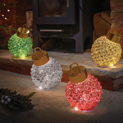 YouGarden InLit Ruby Spinning Glass DecoBauble, Battery Operated ...