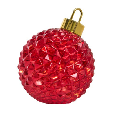 YouGarden InLit Ruby Spinning Glass DecoBauble, Battery Operated ...